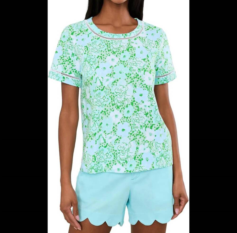 NEW LILLY PULITZER women's clairmont ladder lace knit top in mint condition